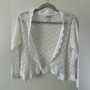 Dressbarn Elegant White Lace Cardigan